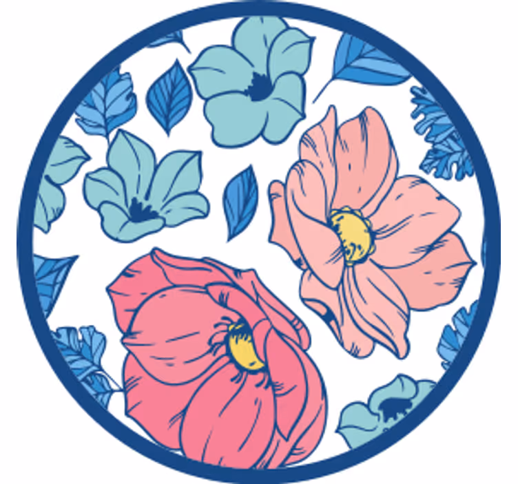 Dessous de verre moderne motif floral rond - TenStickers