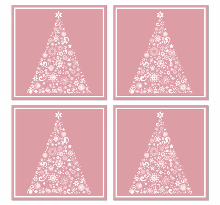 Dessous de verre noel Arbre de fête sur rose - TenStickers