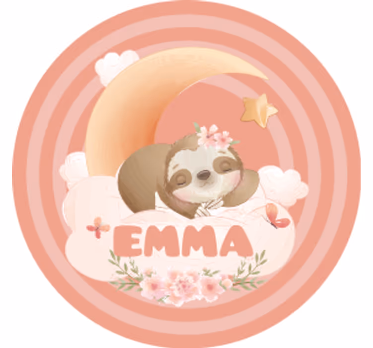 Dessous de verre personnalisable paresseux lune floral - TenStickers