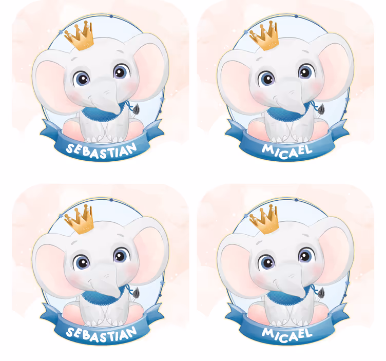 Dessous de verre personnalisable portraits d'éléphants - TenStickers