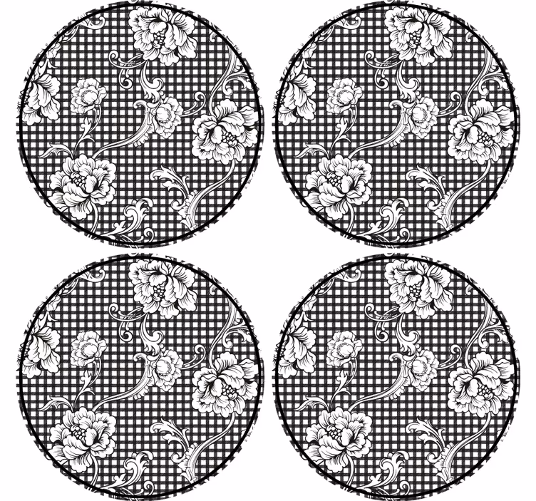 Dessous de verre motif vichy floral - TenStickers