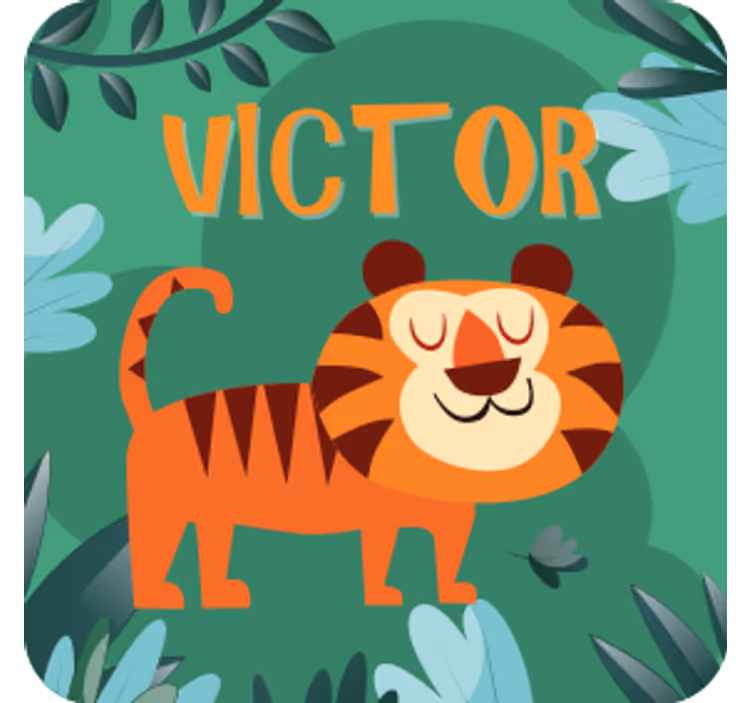 Dessous de verre personnalisable illustration tigre joyeux - TenStickers