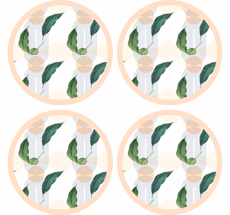 Dessous de verre moderne motif géométrique feuillu - TenStickers