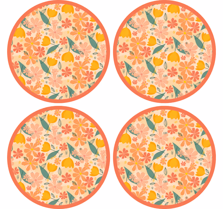 Dessous de verre surface ronde à motif floral - TenStickers