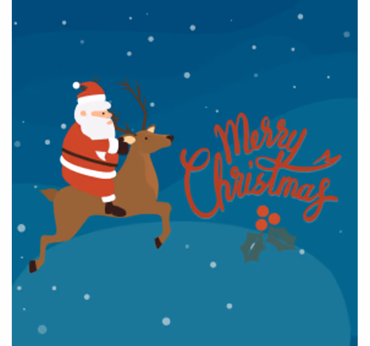 Dessous de verre noël père noël sur un renne - TenStickers