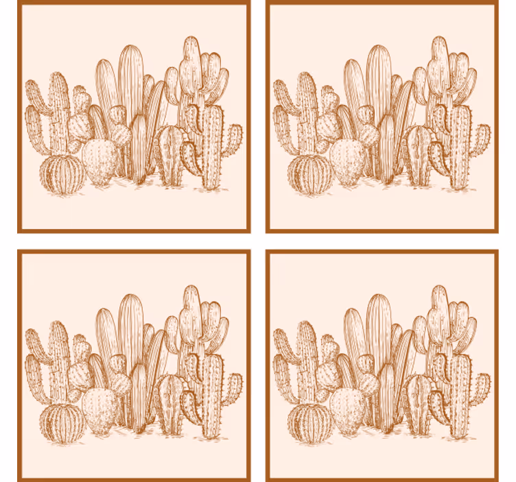 Dessous de verre illustration de variétés de cactus - TenStickers