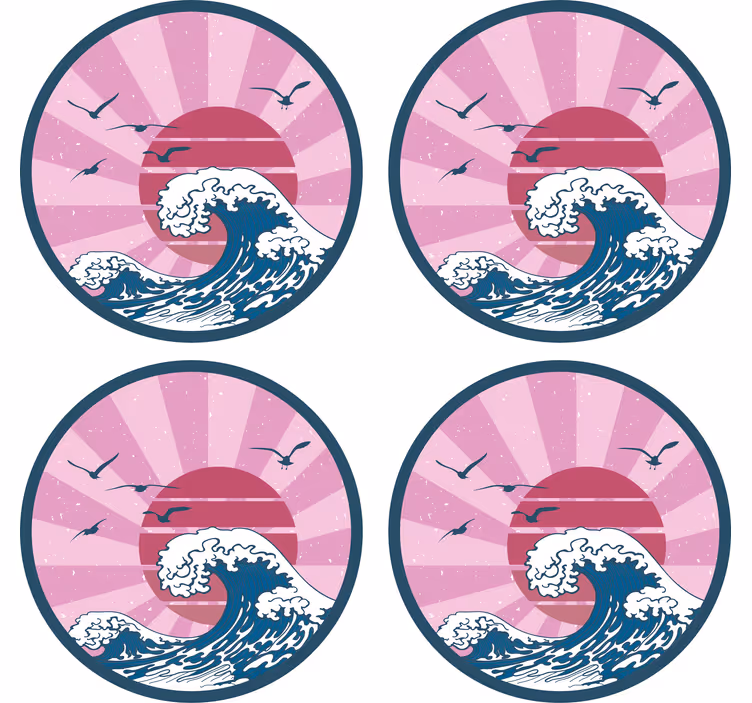 Dessous de verre geek design vagues océaniques rétro - TenStickers