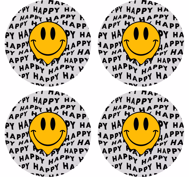 Dessous de verre citation visage souriant heureux - TenStickers