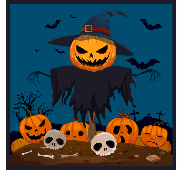 Dessous de verre halloween scène de citrouille épouvantail - TenStickers