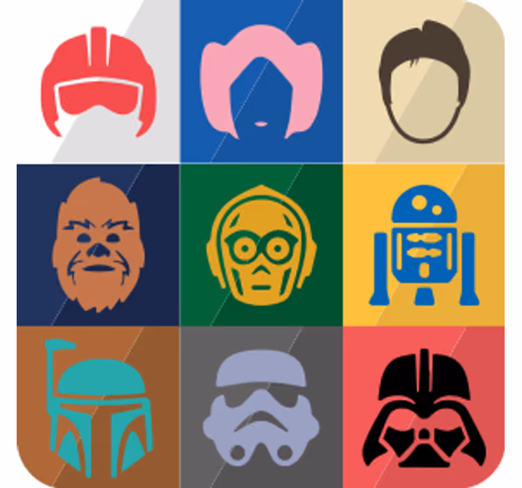 Dessous de verre geek visages de personnages emblématiques - TenStickers