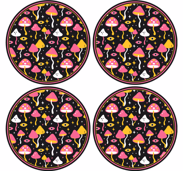 Dessous de verre geek motif champignons colorés - TenStickers