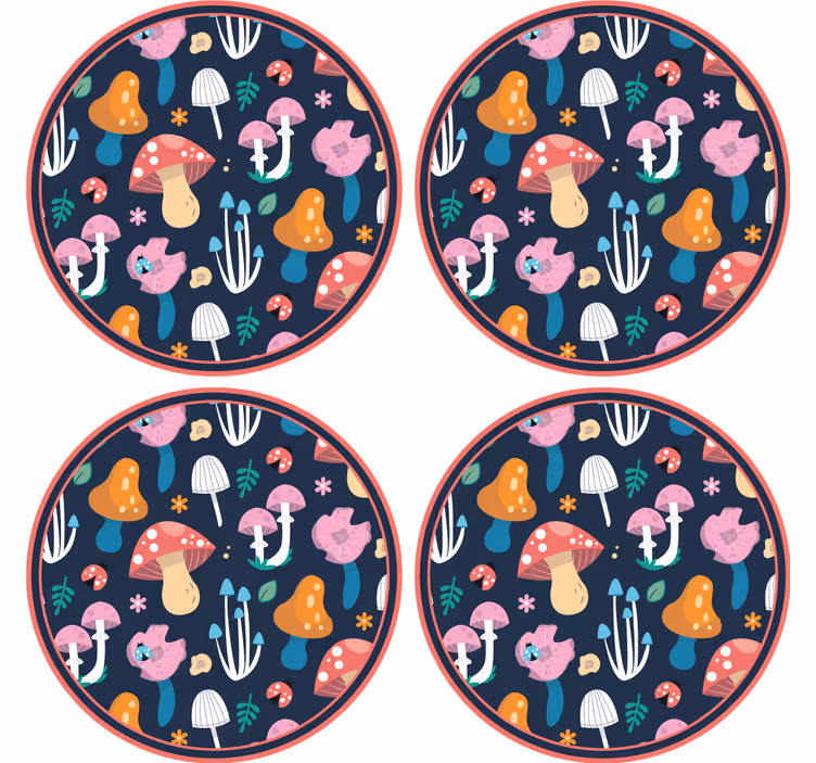 Dessous de verre geek motif de champignons vibrants - TenStickers