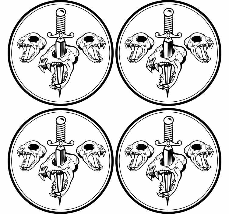 Dessous de verre geek art de la tête de mort et épée - TenStickers