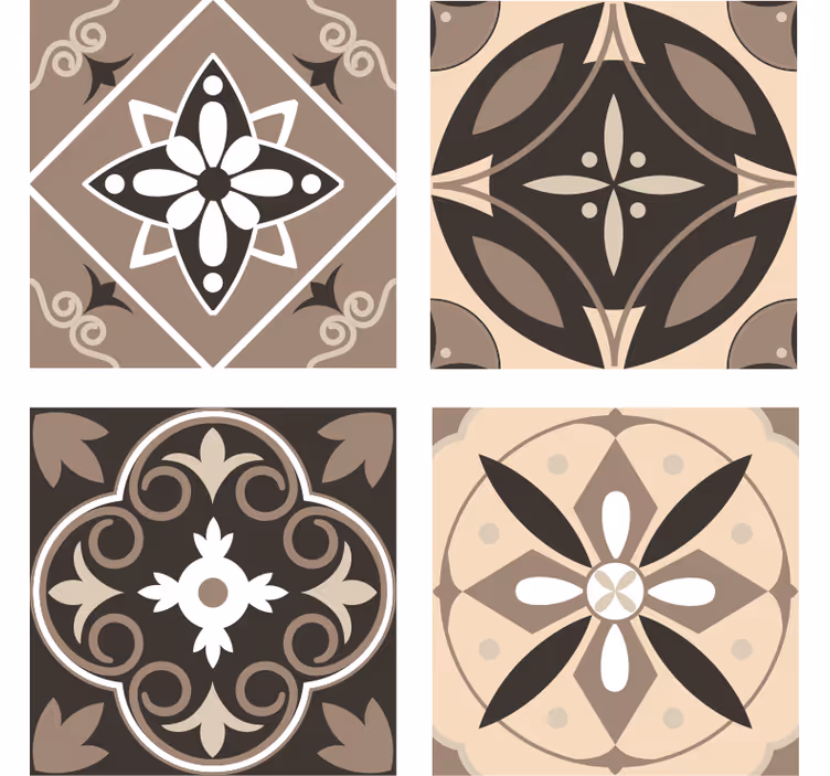 Dessous de verre ensemble de motifs floraux géométriques - TenStickers