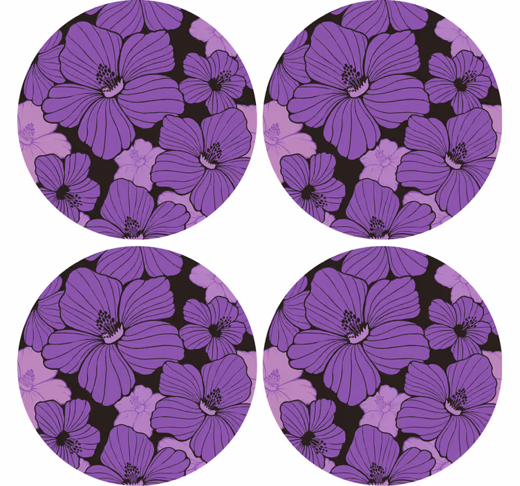 Dessous de verre motif floral violet vibrant - TenStickers