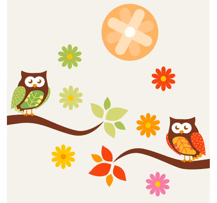 Dessous de verre geek hiboux et fleurs colorés - TenStickers