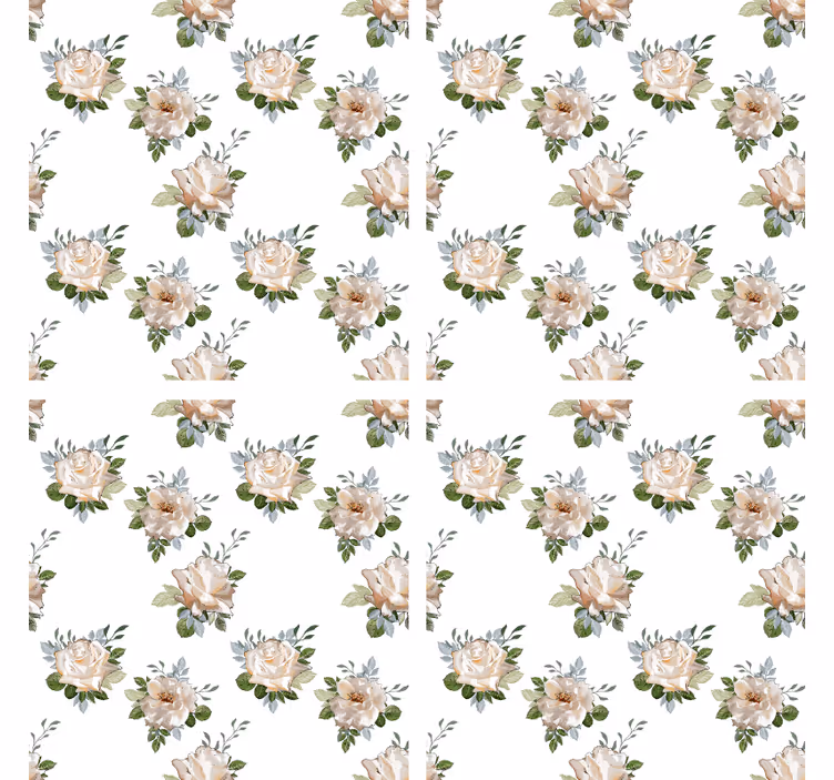 Dessous de verre motif floral sur fond blanc - TenStickers