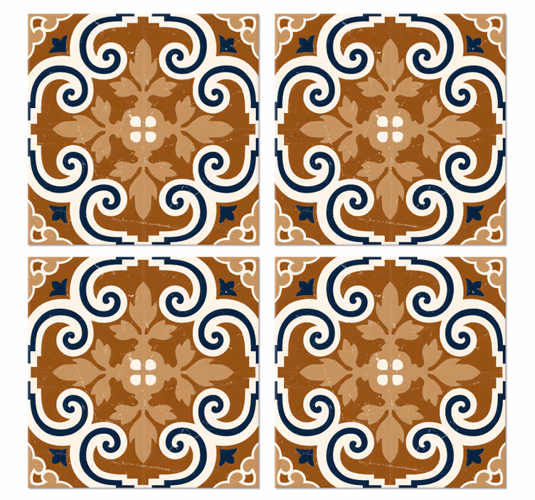 Dessous de verre carreaux style ciment brun - TenStickers
