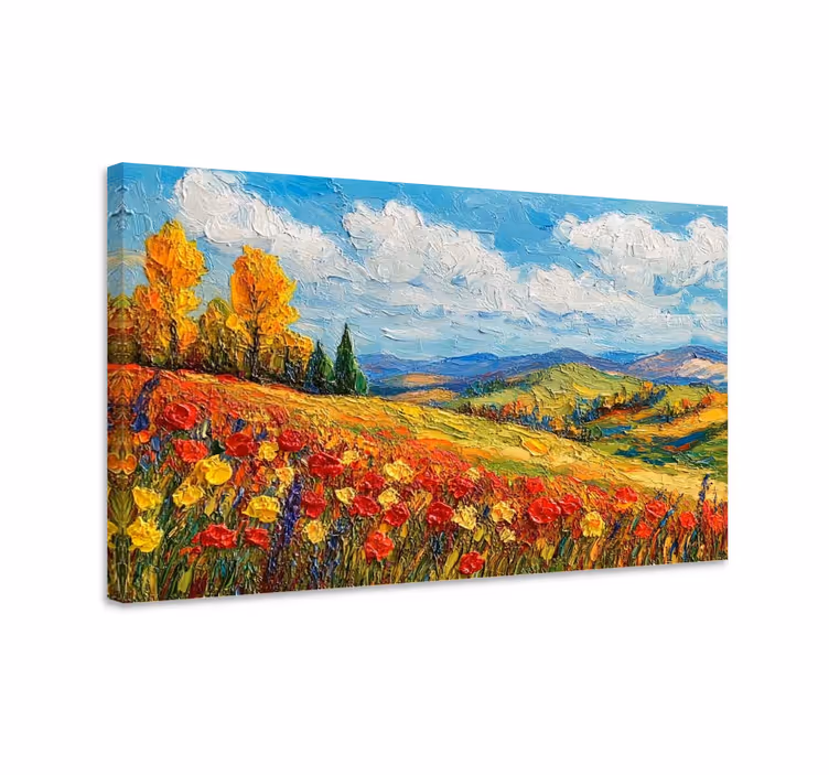 Tableau paysage champ coloré - TenStickers