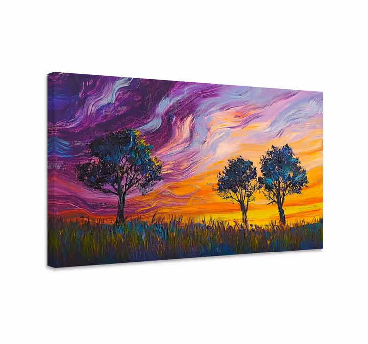 Tableau paysage ciel et arbres colorés - TenStickers