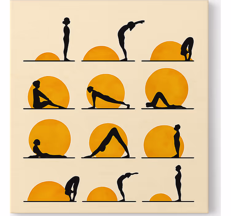 Tableau sports positions de yoga au soleil - TenStickers