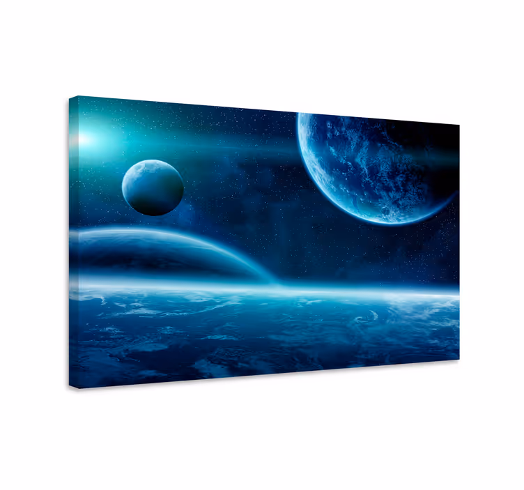Tableau bleu décor mural avec des planètes - TenStickers
