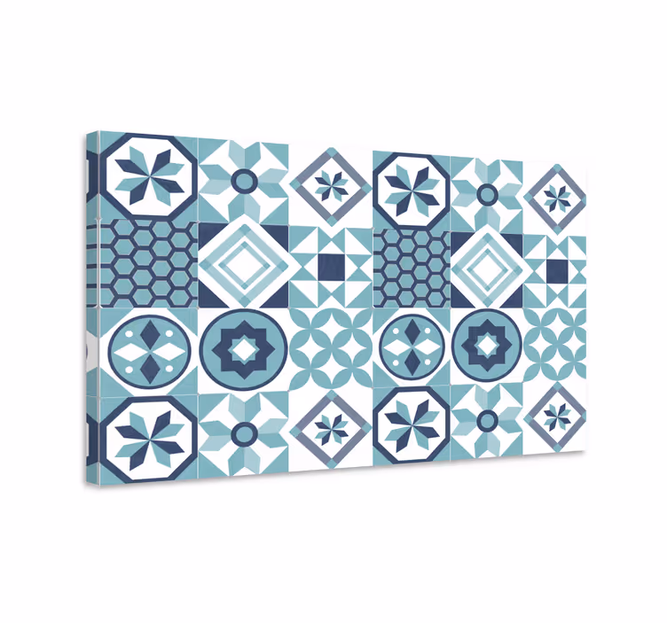 Tableau bleu avec ornements bleu foncé - TenStickers