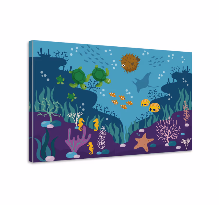 Tableau poissons décoratif pour enfant sous la mer - TenStickers