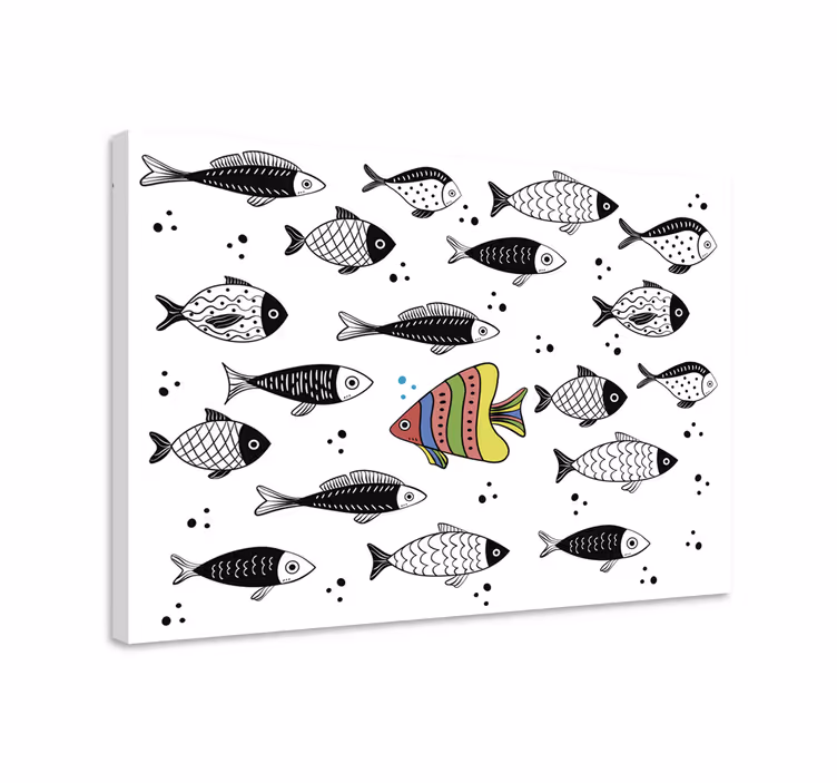 Tableau poissons contre-courant - TenStickers