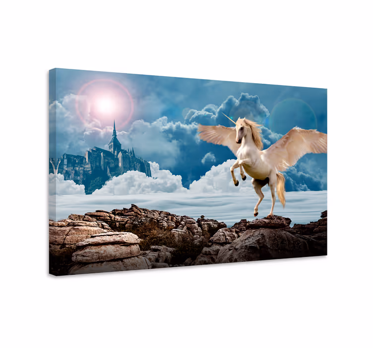 Tableau licorne licorne intrépide dans le brouillard - TenStickers