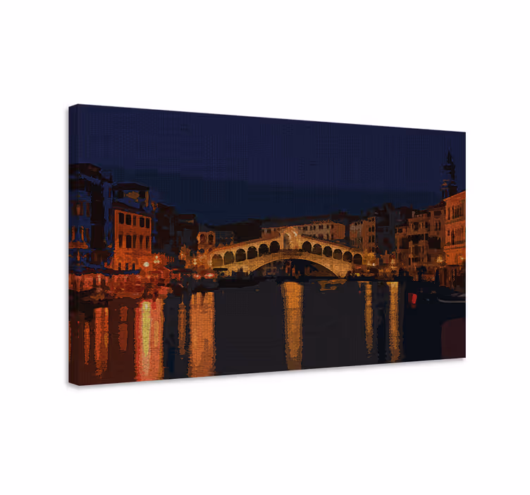 Tableau villes et pays réflexion du pont illuminé - TenStickers