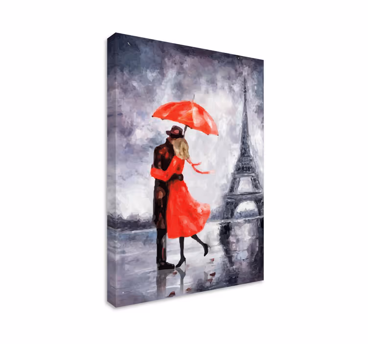 Tableau élégant Étreinte romantique à paris - TenStickers