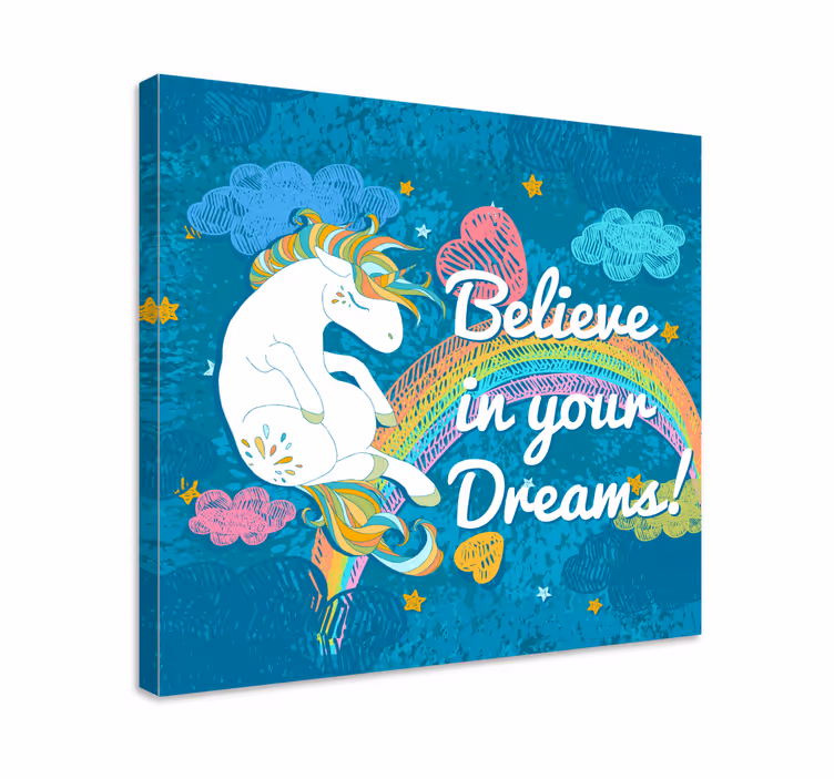 Tableau licorne Licorne multicolore frase - TenStickers