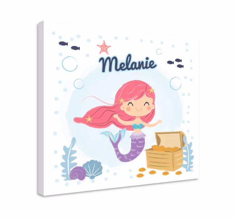 Tableau enfants coffre au trésor de sirène - TenStickers