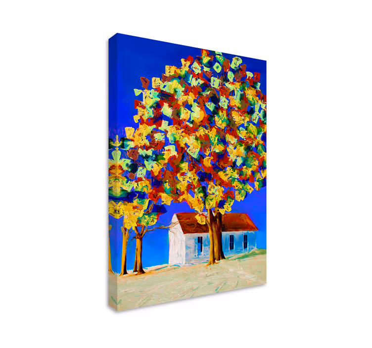 Tableau paysage canopée d'arbres colorés - TenStickers
