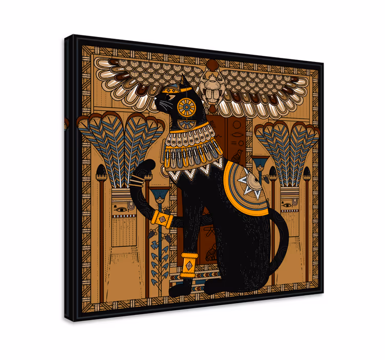 Tableau éléphants et chat égyptien ancien - TenStickers