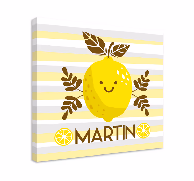 Tableau fruits Émoticône de citron souriant - TenStickers