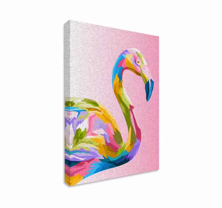 Tableau animaux profil de flamant rose coloré - TenStickers