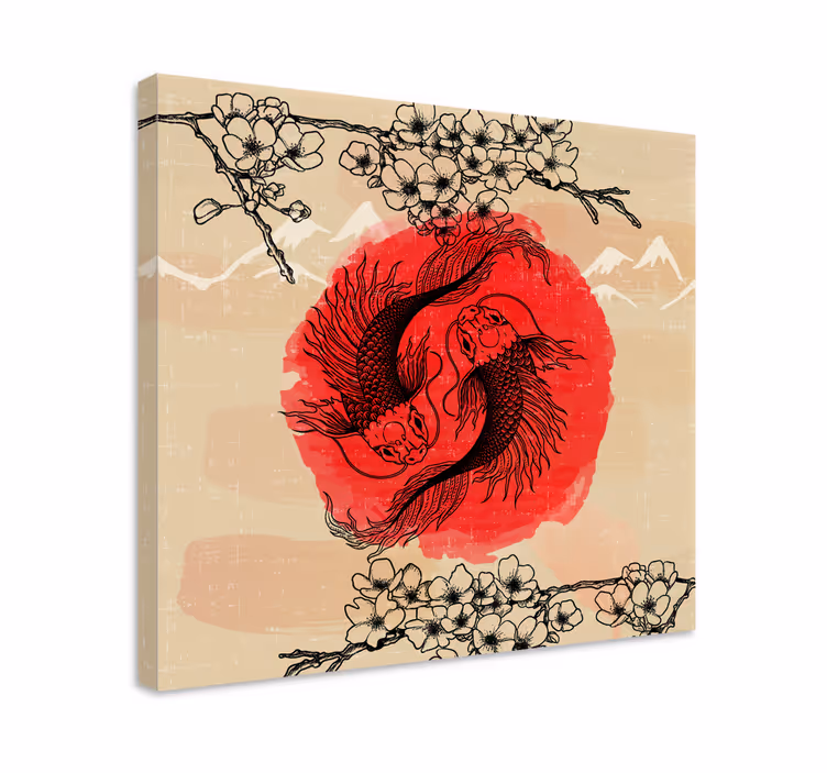 Tableau poisson Poissons ying yang - TenStickers