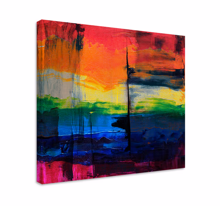 Tableau abstrait rayures colorées vives - TenStickers