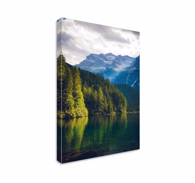 Tableau paysage réflexion de montagne tranquillité - TenStickers