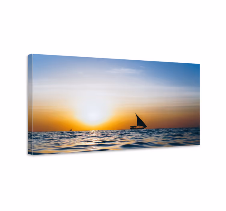 Tableau paysage naviguer au coucher du soleil - TenStickers