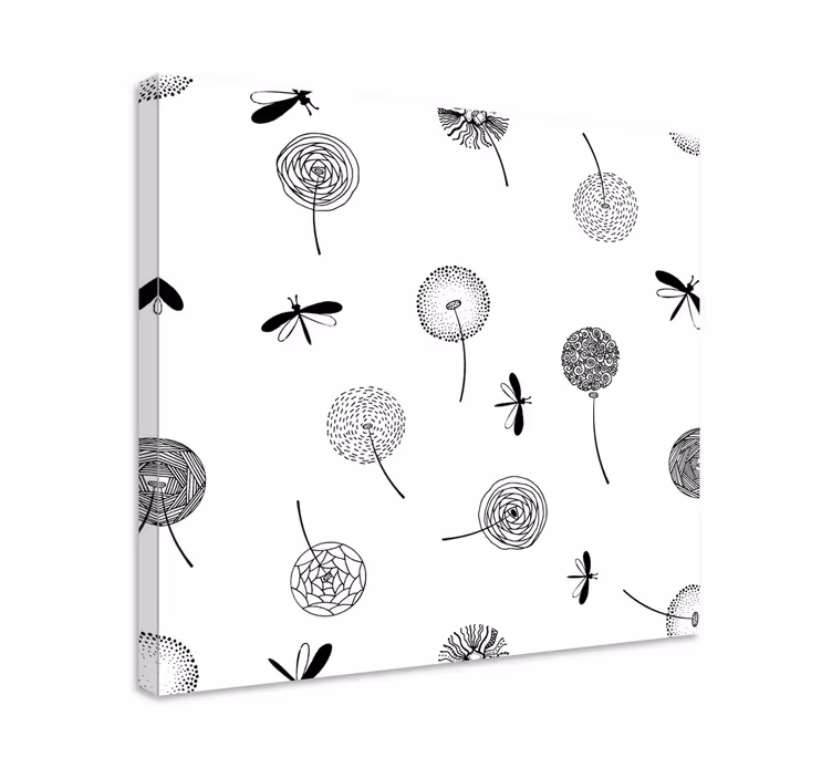 Tableau fleurs et plantes libellules et éléments floraux - TenStickers
