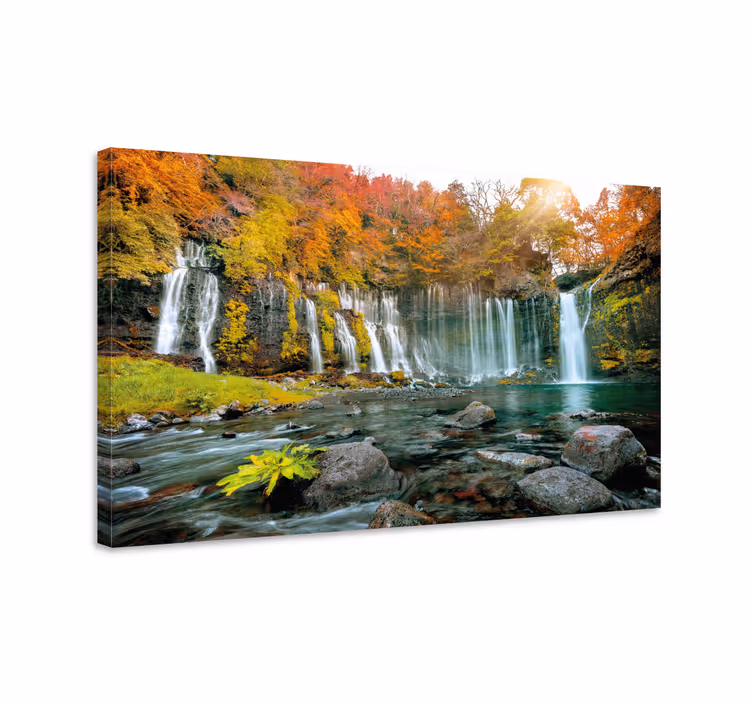 Tableau paysage scène de cascade automnale - TenStickers