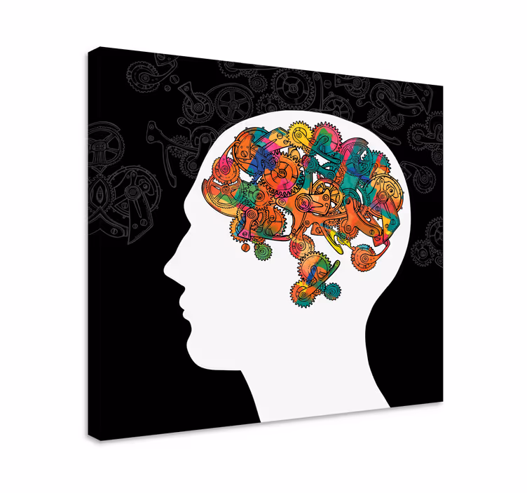 Tableau abstrait cerveau mécanique coloré - TenStickers