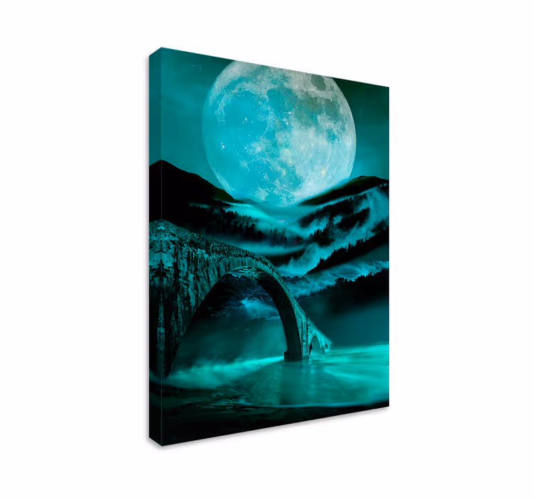 Tableau paysage pont au clair de lune - TenStickers