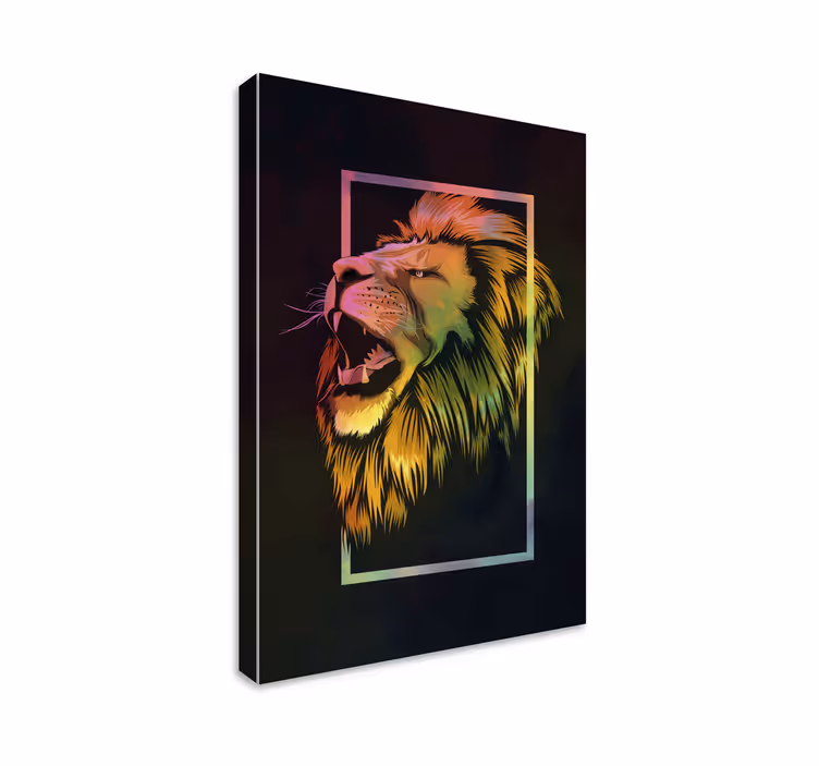 Tableau animal rugissement de lion majestueux - TenStickers