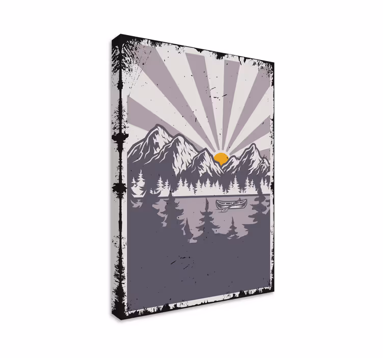 Tableau paysage scène de coucher de soleil en montagne - TenStickers