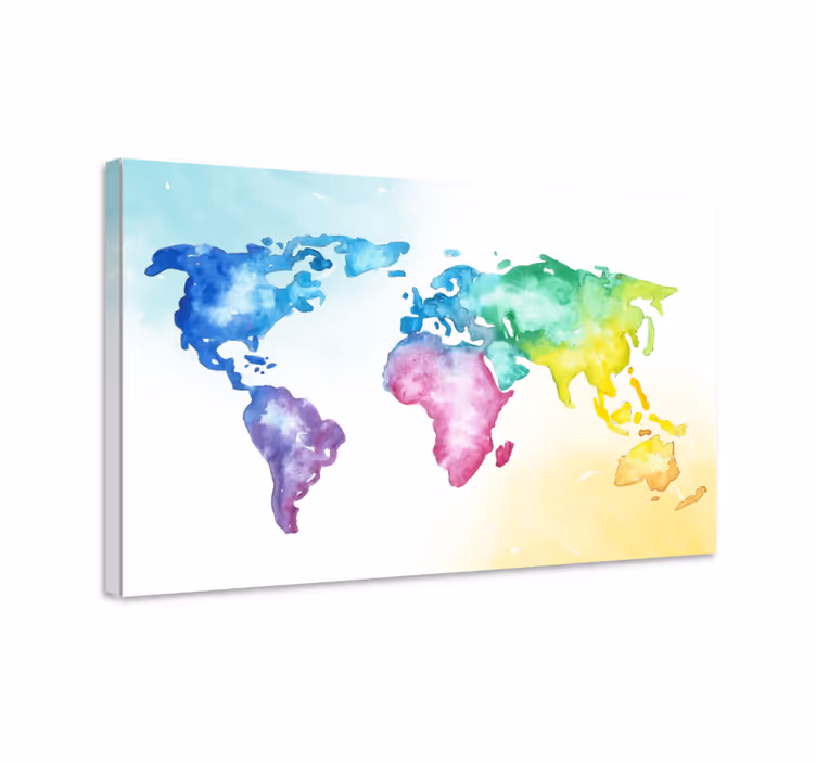 Tableau carte du monde atlas mondial aquarelle - TenStickers