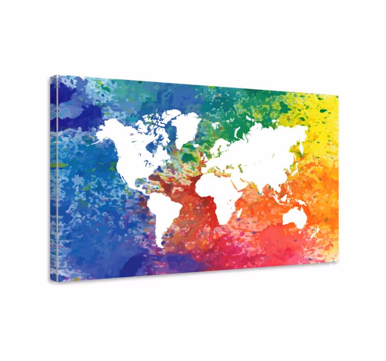 Tableau carte du monde carte abstraite colorée - TenStickers